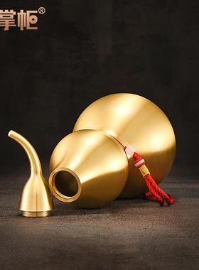 铜掌柜铜葫芦摆件纯铜镇宅开口空心八卦葫芦挂件黄铜家居办公室