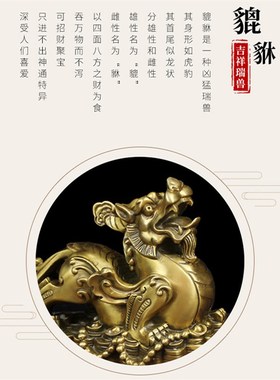 纯铜招财貔貅g摆件一对金钱皮丘办公桌面办公室装饰品家居客厅店