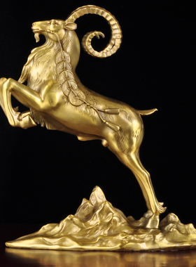 黄铜羊摆件d十二生肖羊吉祥物招财工艺品家居客厅办公室装饰工艺