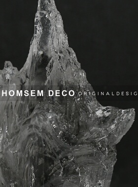 新中式现代水墨假山摆件样u板房间售楼处客厅玄关软装饰品摆饰搭