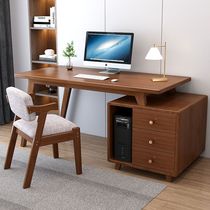 Full solid wood desk bookcase integrated minimalist desktop computer desk telescopic corner home bedroom writing desk