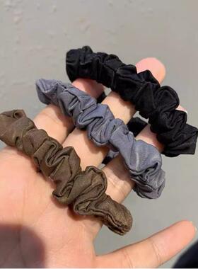 网红彩色大肠发圈绸缎丸子头绳ins少女皱褶弹力皮筋简约不伤发绳