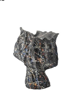 一匚 现代d艺术不规则手绘涂鸦陶瓷花器 样板房酒店软装饰品搭配