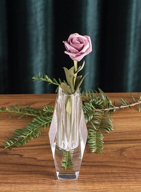 北欧简约水晶几何棱形切面花瓶客厅家K居办公会所酒店饰品摆件