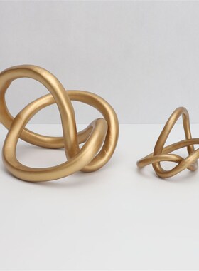 新中式树脂金色白色缠绕摆件样z板房售楼部卧室书房客厅餐厅饰品