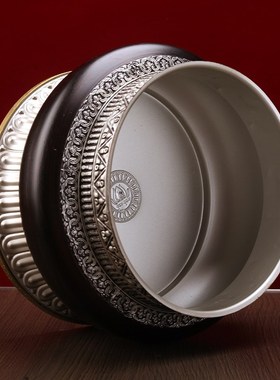 藏式尼泊尔吉祥红铜合金糌粑盒格桑花打酥油O茶收纳罐家用摆件光