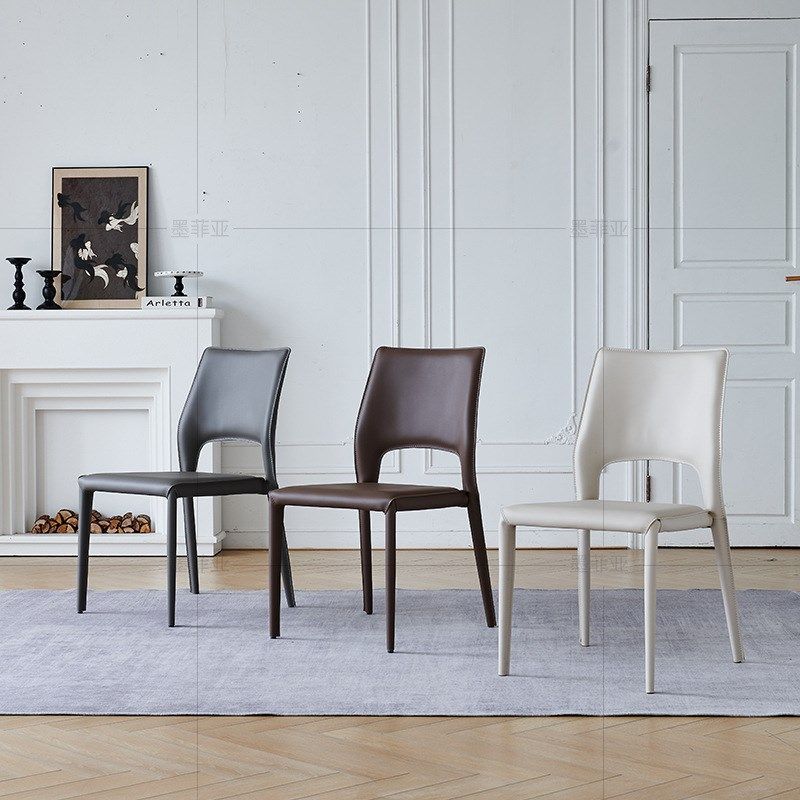 意式轻奢餐椅极简餐桌椅子靠背凳子餐厅酒店商Q用休闲家用马鞍皮,淘宝优惠券,粉丝福利购,淘宝优惠卷