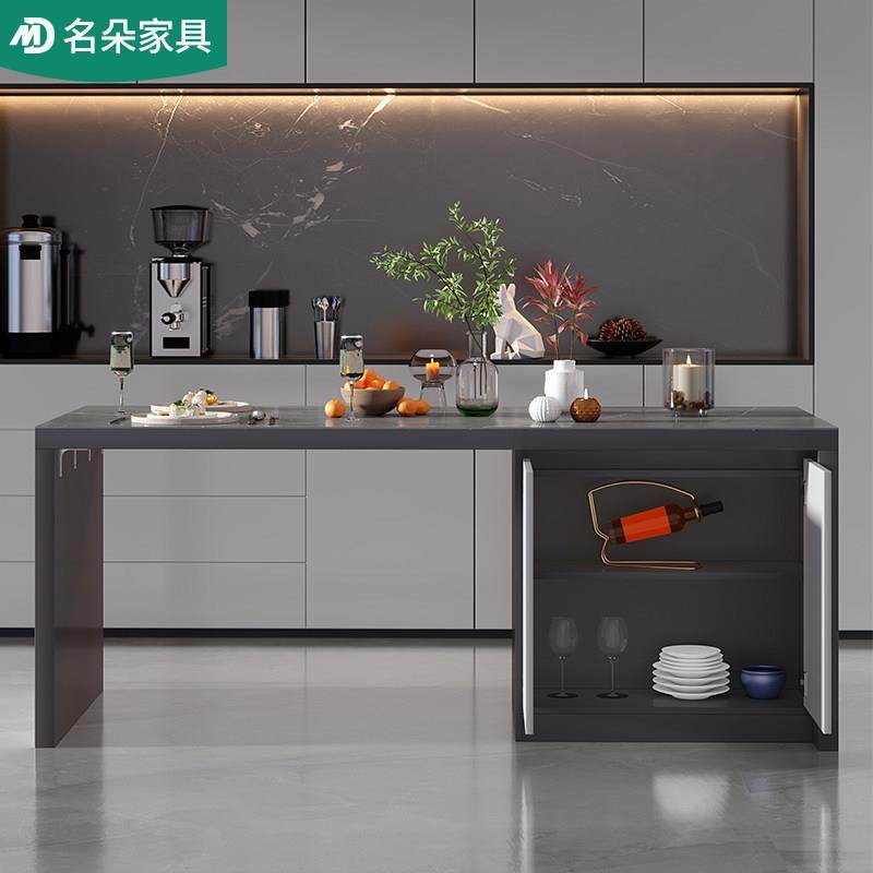 厨房岩板岛台餐桌一体家用茶桌吧台带水槽电磁炉轻奢现代简约5E29,淘宝优惠券,粉丝福利购,淘宝优惠卷