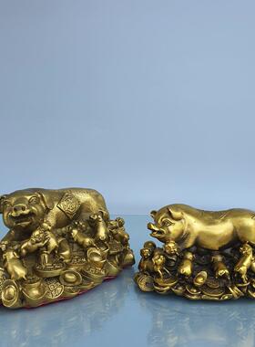 纯铜猪母猪一家猪母子猪摆件金钱生肖猪代代猪家居装饰铜器摆件