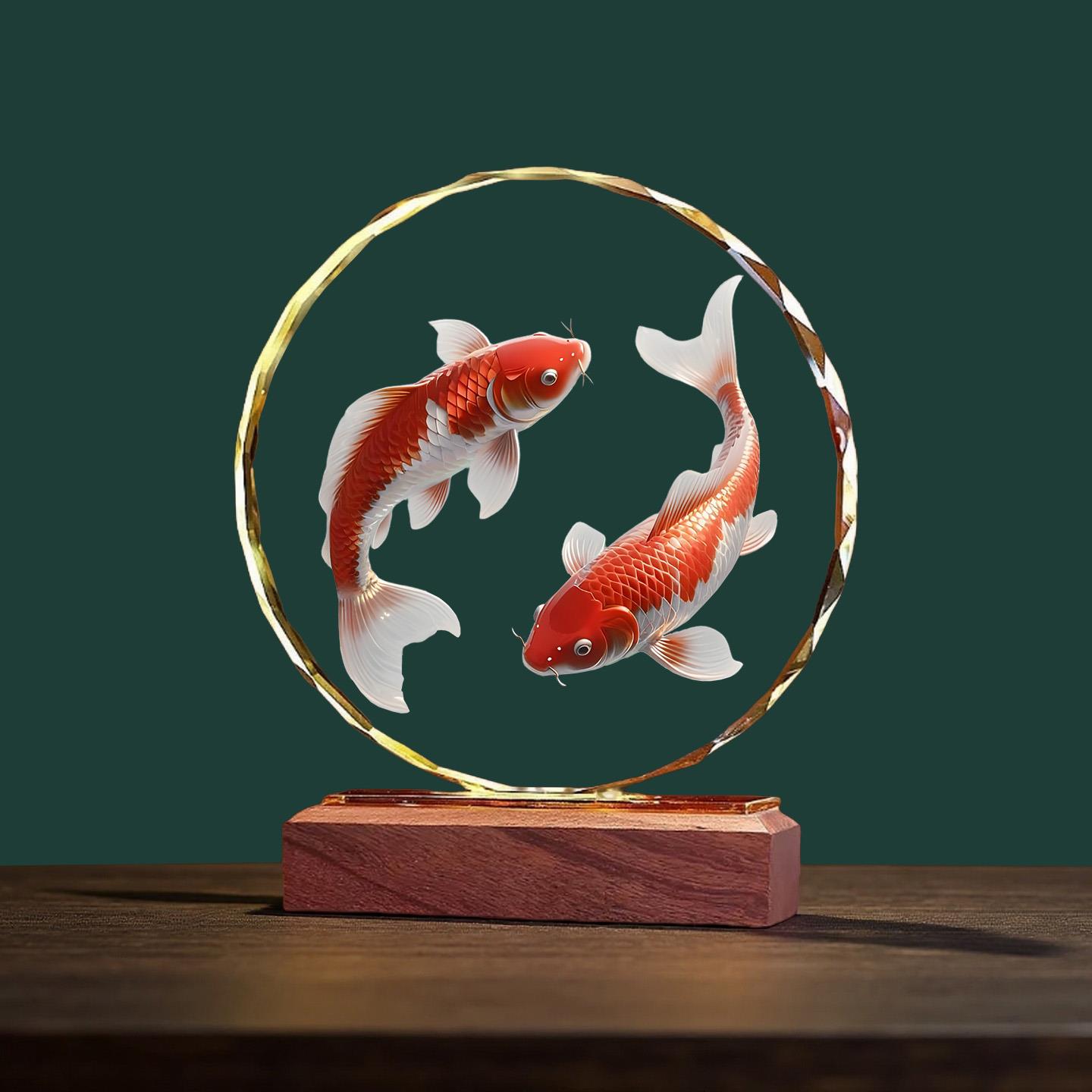 锦鲤年年有余水晶摆件家居装饰品乔迁开业礼品客厅酒柜寓意好摆台 - 图0