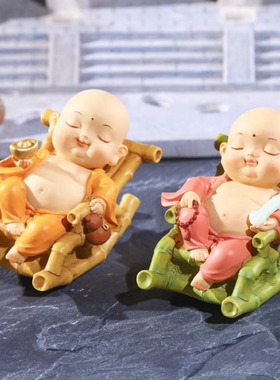 小和尚，大肚子，弥勒佛像饰品，禅笑佛茶几，桌面小弥勒躺椅，寺