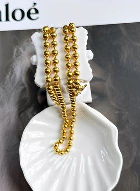 999传承金包银男女款光珠项链亮面转运珠圆珠链经典时尚节日礼物