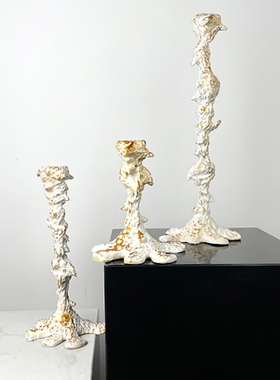 欧式轻奢样板间餐j厅餐桌烛台组合摆件客厅电视柜装饰品酒店售楼