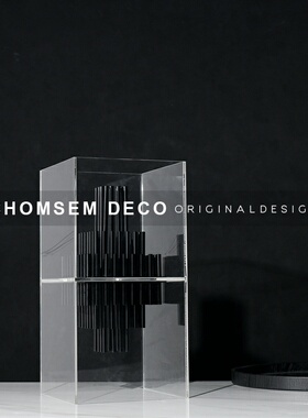 简约现代a轻奢创意艺术正方金属摆件样板房售楼处玄关桌面家居摆