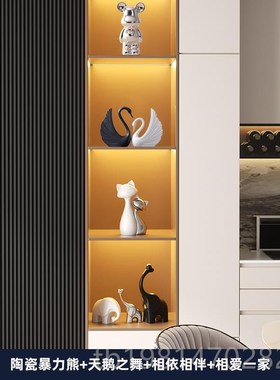 客厅摆件轻奢意大创象现代级软装新房子Q高电视感柜书架装