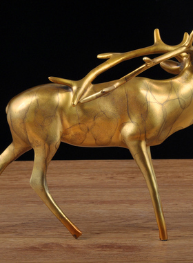 美式全铜鹿摆件招财工艺品客厅电视柜摆设K酒店前台样板房软装饰