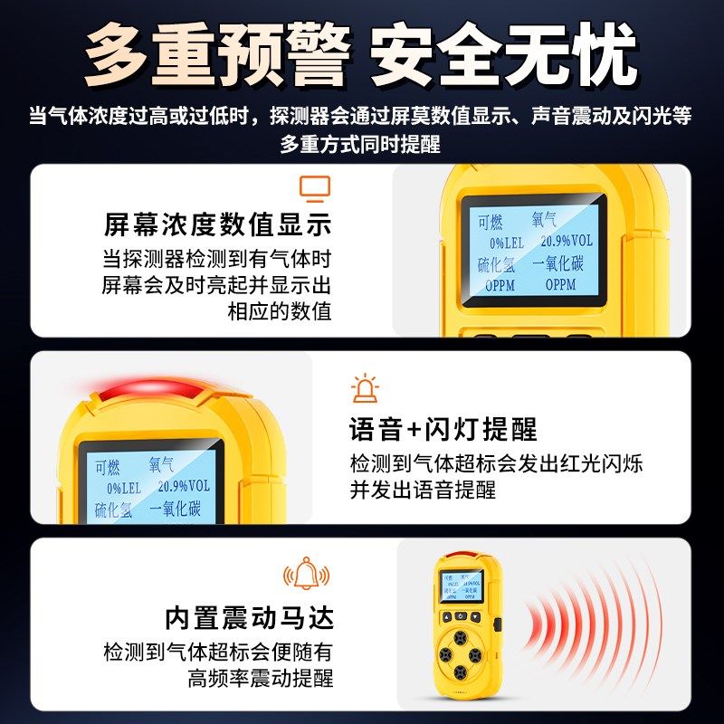四合一便携式气体检测仪有毒有害A多功能有限空间硫化氢氧气报警,淘宝优惠券,粉丝福利购,淘宝优惠卷