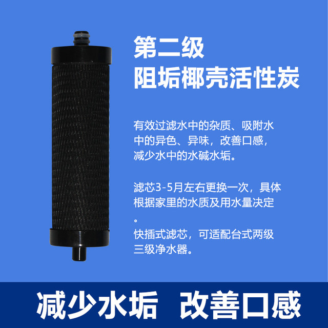 Water purifier filter element to remove scale directly