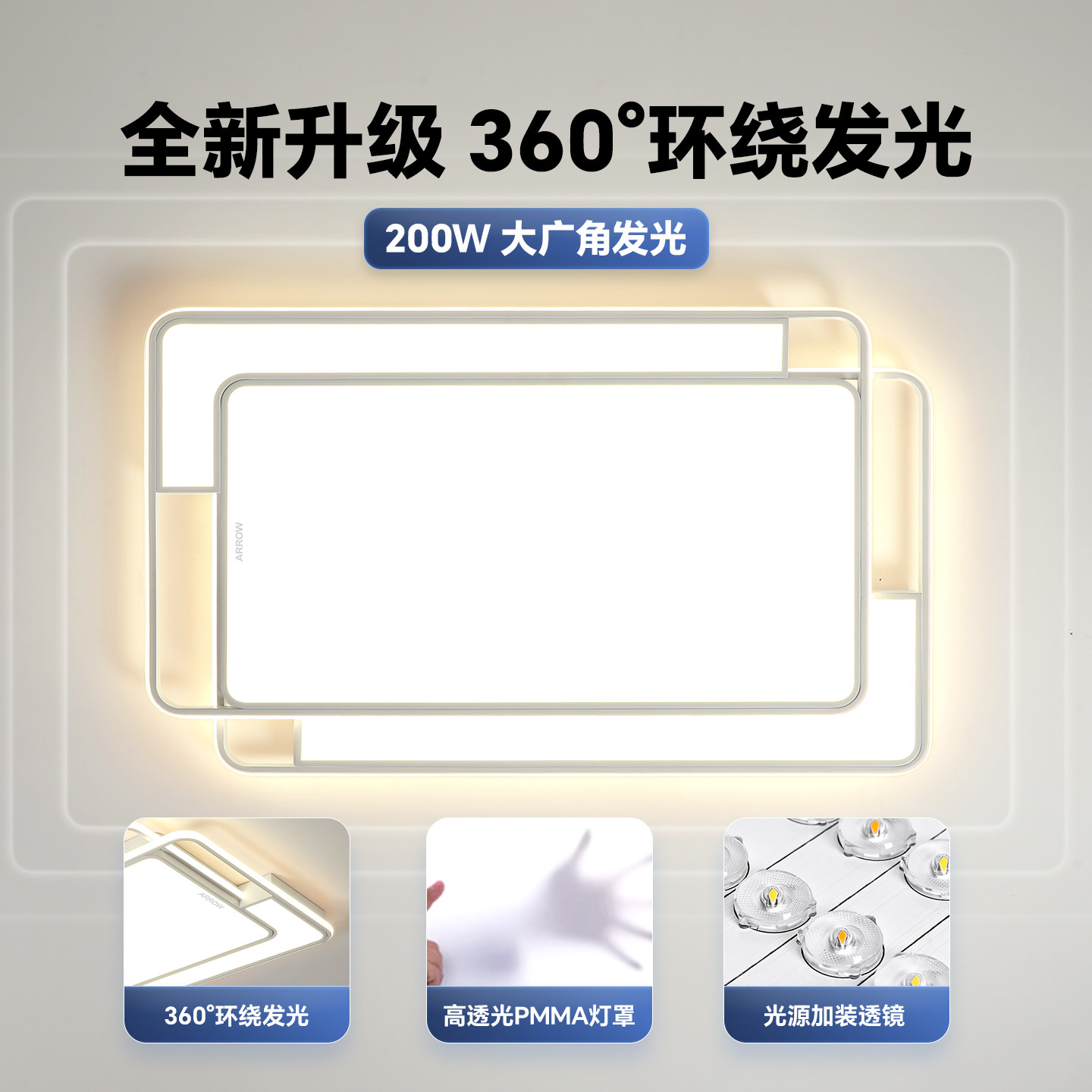 箭牌照明吸顶灯大气主灯现代简约led客厅灯全屋套装中山灯具组合,淘宝优惠券,粉丝福利购,淘宝优惠卷