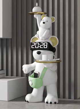 创意亲子暴力熊落地m时钟摆件客厅电视柜沙发旁装饰品乔迁新居礼