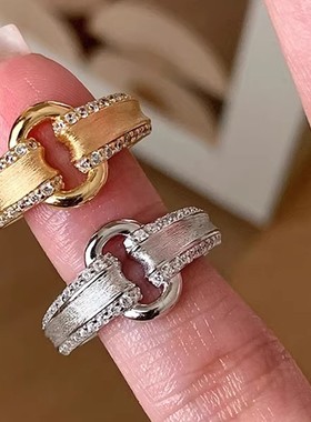 轻奢金属环戒指女款小众设计镶钻