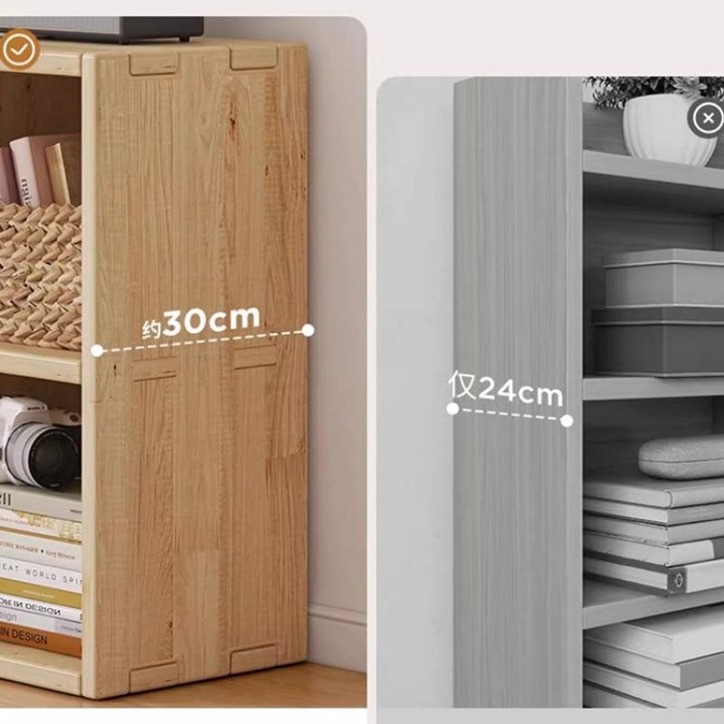 实木书架置物架靠墙落地组合格子柜客厅幼儿园家用储物收纳矮书柜 - 图1