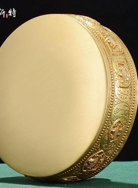 欧斯特 曼扎盘 佛具用品曼茶罗修盘八吉祥铜鎏金光面曼达盘带托盘