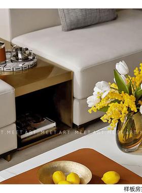 现代简约样板房皮革咖啡壶摆件几何托盘客厅茶几饰品飘窗装饰