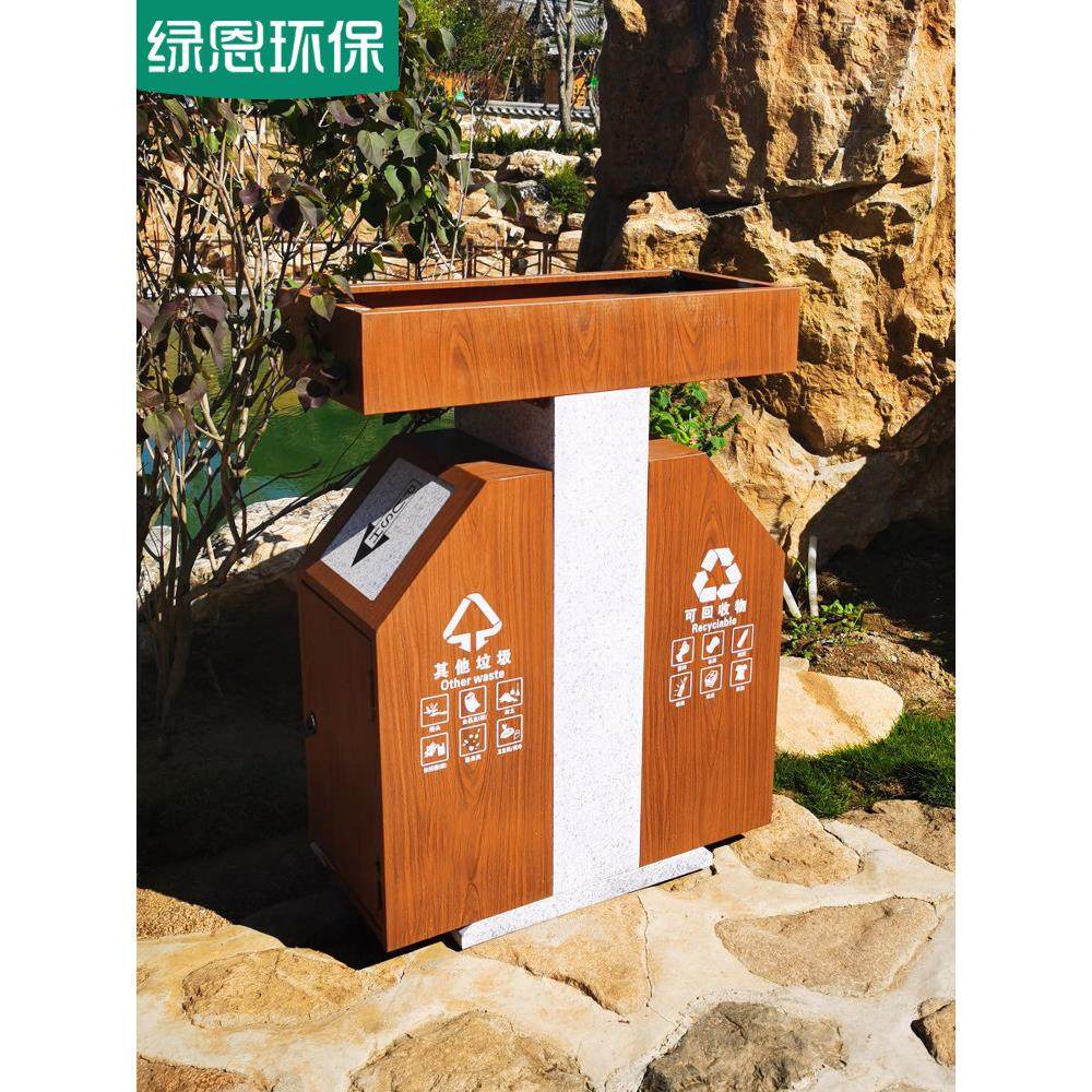 户外垃圾桶大号室外防腐木景观双桶分类果皮箱木纹可种植花箱绿恩,淘宝优惠券,粉丝福利购,淘宝优惠卷