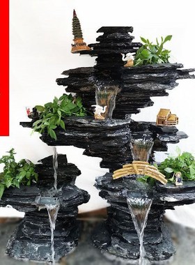 黑英石 假山流水景观喷泉阳台庭院E花园室内造景鱼池天然真石摆件