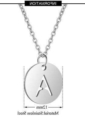 极速A-Z 26 Initials Name Nwecklace 12mm Round Pendant Letter