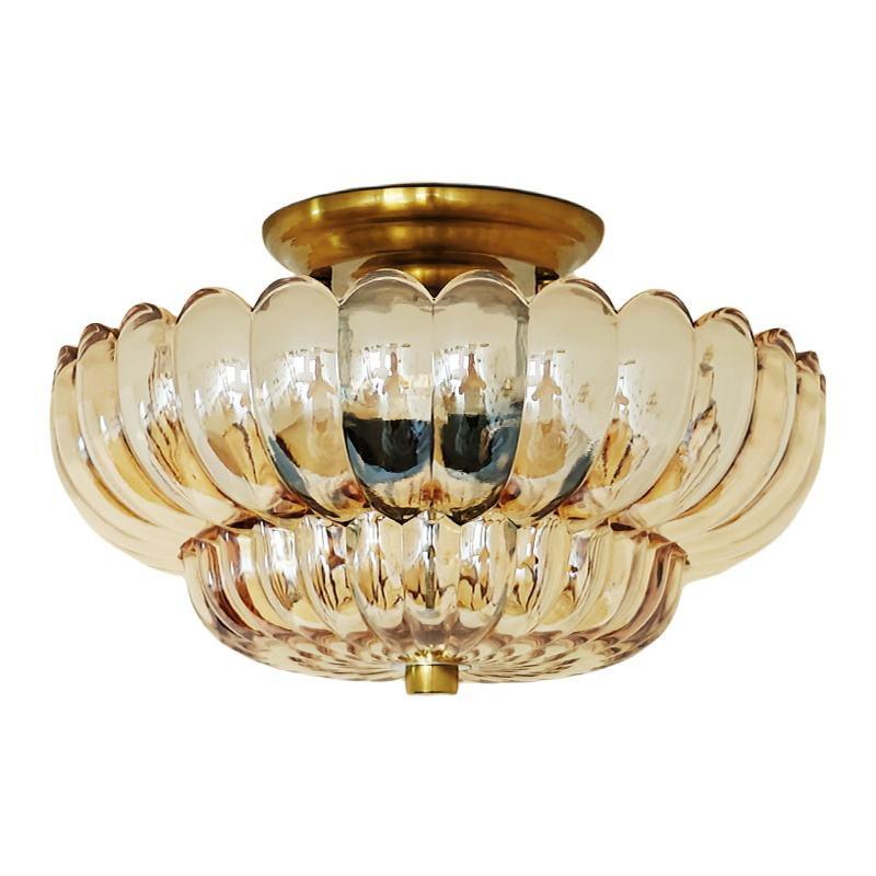 茶色玻璃罩吸顶灯简美欧美外贸出口美式简约复古玄关卧室阳台灯具 - 图3