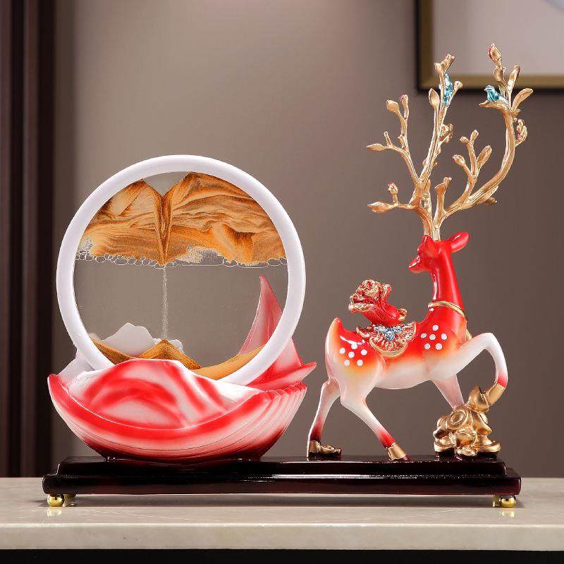 创意鹿风生水起沙漏流沙画摆件轻奢客厅酒柜电视柜装饰品,淘宝优惠券,粉丝福利购,淘宝优惠卷