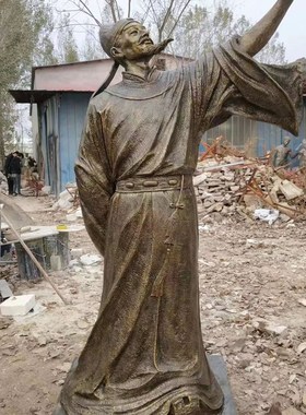李白王阳明古代诗人名人玻璃钢铸铜站像景区校Q园历史文化定制摆