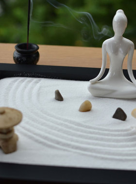 厂家新中式禅g意创意q枯山水烛台摆件中式家居酒店茶室玄关样板房