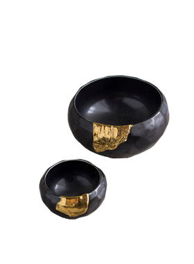 现代简约创意陶瓷黑白鎏金果盘摆件欧式家居N餐厅桌面收纳装饰摆