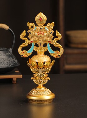 藏式民族风彩色合金八吉祥摆件金色八G宝组合家居办公玄关装饰摆