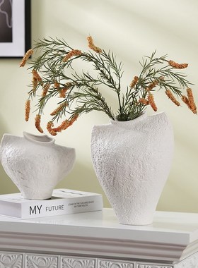 复古陶瓷花瓶h侘寂风艺术摆设民宿软装售楼处茶室异形花器摆件