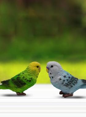 极速创意玄凤虎皮鹦鹉小摆仿真小鸟动物盆模型假鸟X花园庭院件景