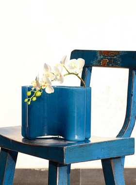 极速简约莫兰迪套瓷玻璃s花瓶客厅餐桌软装设计师工艺品家居摆件