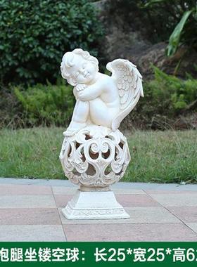 欧式户外花园酒店园林庭院玻璃钢雕塑小天使花盆别墅装饰人物摆件