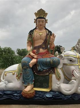 文殊普贤菩萨佛像玻璃钢雕塑神像陶瓷定制树脂生漆脱胎木雕铸铜雕