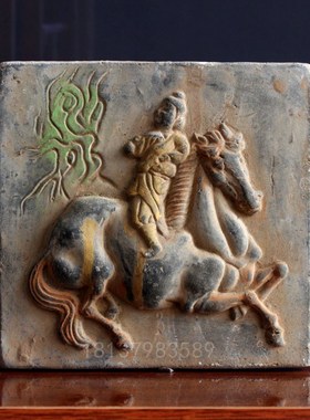 汉砖马拉车画像砖画o像石拓片素材汉朝壁画秦砖汉瓦字砖灰陶摆件