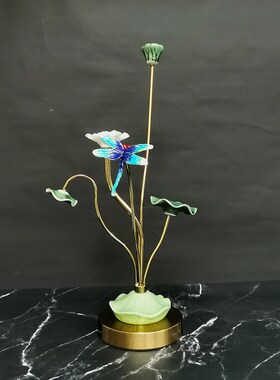 新中式轻奢荷花高端客厅卧室摆件个性创意现P代电视柜玄关装饰品