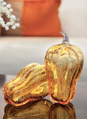 现代轻奢厚重f琉璃小黄椒辣椒桌面摆件客厅玄关酒店家居创意装饰