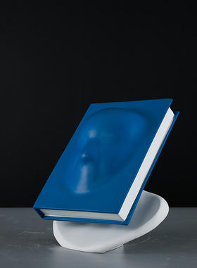 现代简约抽象人脸书本创意摆件北B欧样板间客厅酒柜书房蓝色装饰