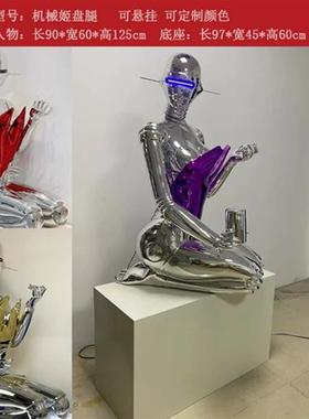空山基机械姬电镀玻璃钢大型抽象人物雕塑商场酒吧KTV潮流装饰品