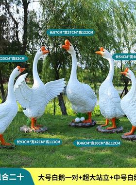 仿真大白鹅摆件户外玻璃钢花园草坪装饰园林景观庭院动物模型雕塑