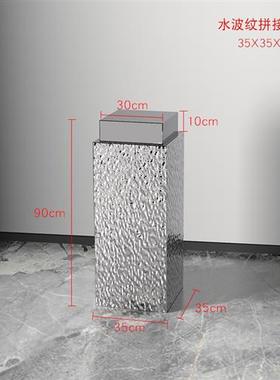 现代轻奢水波纹不锈钢酒店售楼部会所服装店雕塑台展示台落地摆件