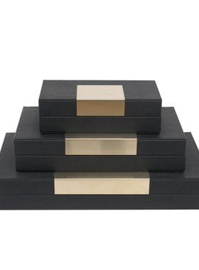 新中式样板房间家居首饰盒桌面玄关摆件售楼M处摆场软装皮质收纳